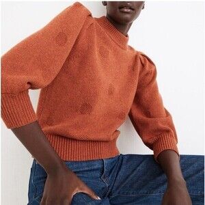 Madewell sweater M Dotted Eaton Puff-Sleeve Pullover Cotton-Merino blend